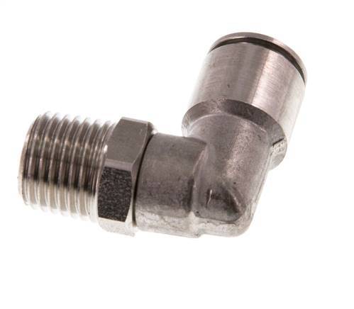 8mm x R1/4'' 90deg Winkel-Steckverschraubung mit Außengewinde Messing FKM drehbar