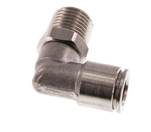 8mm x R1/4'' 90deg Elbow Push-in Fitting with Male Threads Stainless Steel FKM Rotatable