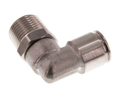 10mm x R3/8'' 90deg Elbow Push-in Fitting with Male Threads Stainless Steel FKM Rotatable