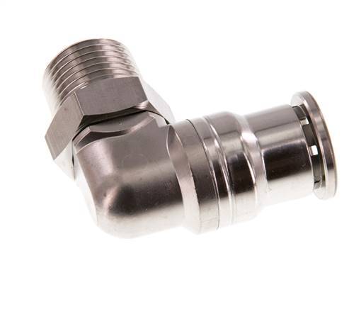 16mm x R1/2'' 90deg Winkel-Steckverschraubung mit Außengewinde Messing FKM drehbar