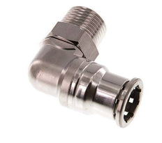 16mm x R1/2'' 90deg Elbow Push-in Fitting with Male Threads Stainless Steel FKM Rotatable