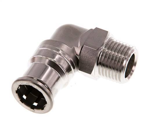 16mm x R1/2'' 90deg Winkel-Steckverschraubung mit Außengewinde Messing FKM drehbar