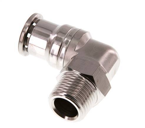 16mm x R1/2'' 90deg Winkel-Steckverschraubung mit Außengewinde Messing FKM drehbar