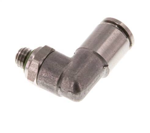 4mm x M 5 90° Winkel-Steckverschraubung mit Außengewinde Messing FKM drehbar