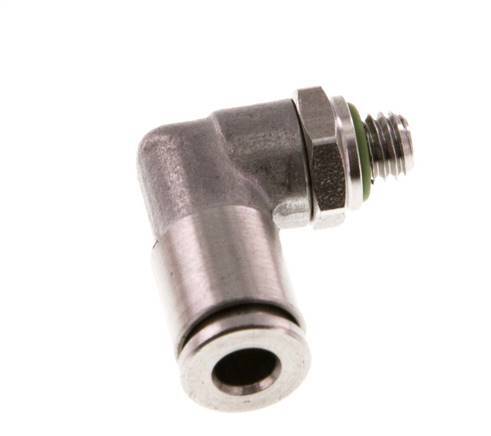 4mm x M 5 90° Winkel-Steckverschraubung mit Außengewinde Messing FKM drehbar