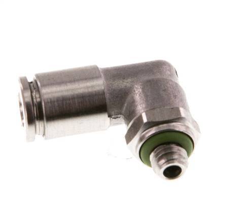 4mm x M 5 90° Winkel-Steckverschraubung mit Außengewinde Messing FKM drehbar
