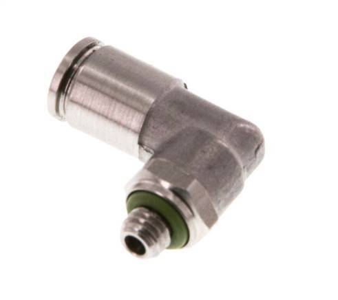 4mm x M 5 90° Winkel-Steckverschraubung mit Außengewinde Messing FKM drehbar
