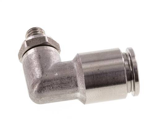 6mm x M 5 90deg Elbow Push-in Fitting with Male Threads Stainless Steel FKM Rotatable