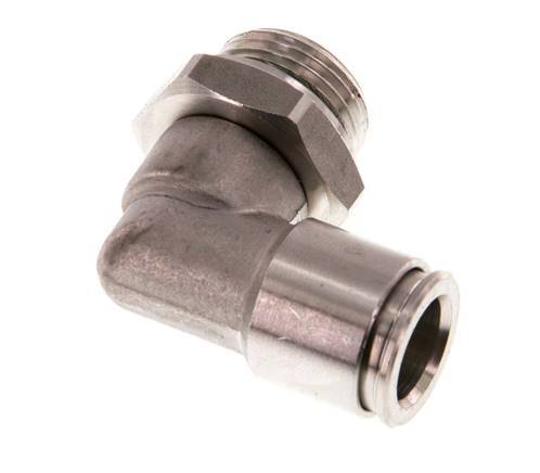 10mm x G3/8'' 90deg Elbow Push-in Fitting with Male Threads Stainless Steel FKM Rotatable