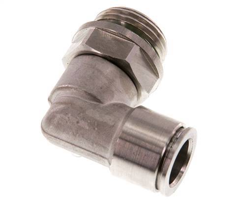 12mm x G1/2'' 90deg Elbow Push-in Fitting with Male Threads Stainless Steel FKM Rotatable