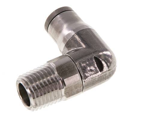8mm x 1/4'' NPT 90deg Elbow Push-in Fitting with Male Threads Stainless Steel FKM Rotatable