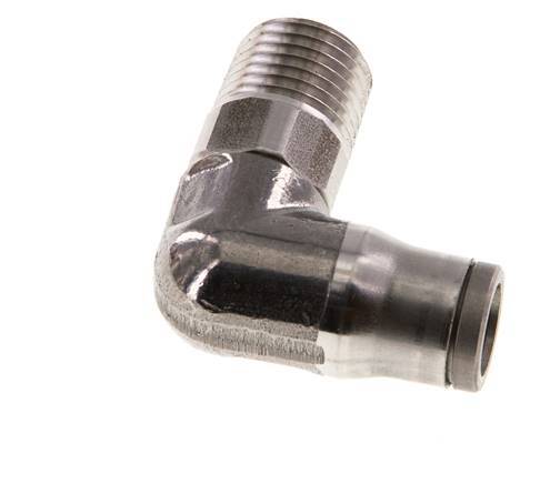 8mm x 1/4'' NPT 90deg Elbow Push-in Fitting with Male Threads Stainless Steel FKM Rotatable