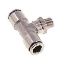 8mm x R1/8'' Inline Tee Push-in Fitting with Male Threads Stainless Steel FKM Rotatable