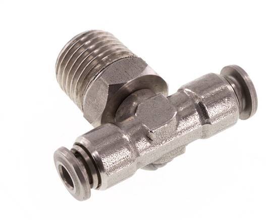 4mm x R1/4'' Inline-T-Stück Steckverschraubung mit Außengewinde Messing/PA 66 NBR drehbar