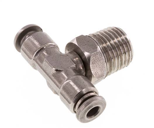 4mm x R1/4'' Inline-T-Stück Steckverschraubung mit Außengewinde Messing/PA 66 NBR drehbar