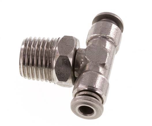 4mm x R1/4'' Inline-T-Stück Steckverschraubung mit Außengewinde Messing/PA 66 NBR drehbar