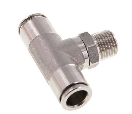 10mm x R1/4'' Inline-T-Stück Steckverschraubung mit Außengewinde Messing/PA 66 NBR drehbar