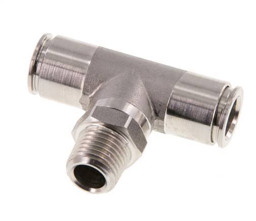 10mm x R1/4'' Inline-T-Stück Steckverschraubung mit Außengewinde Messing/PA 66 NBR drehbar