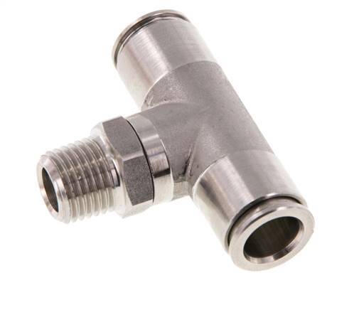 10mm x R1/4'' Inline-T-Stück Steckverschraubung mit Außengewinde Messing/PA 66 NBR drehbar