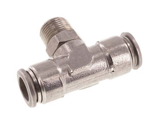 12mm x R3/8'' Inline-T-Stück Steckverschraubung mit Außengewinde Messing/PA 66 NBR drehbar