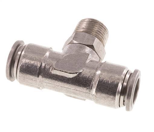 12mm x R3/8'' Inline-T-Stück Steckverschraubung mit Außengewinde Messing/PA 66 NBR drehbar