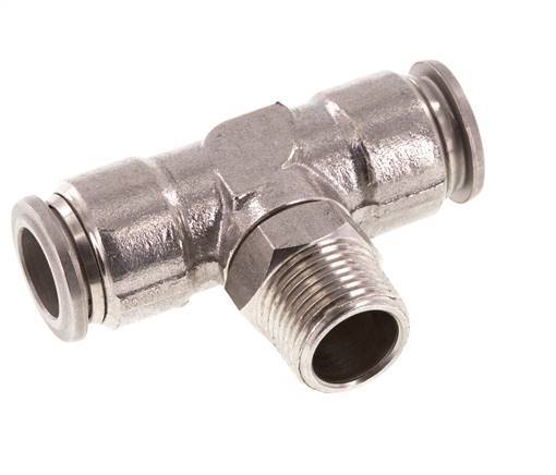 12mm x R3/8'' Inline-T-Stück Steckverschraubung mit Außengewinde Messing/PA 66 NBR drehbar