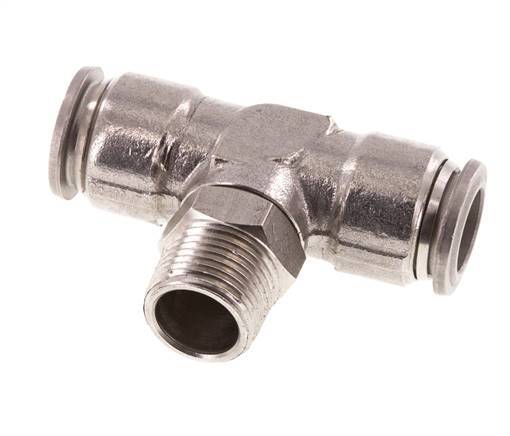 12mm x R3/8'' Inline-T-Stück Steckverschraubung mit Außengewinde Messing/PA 66 NBR drehbar