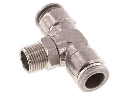 12mm x R3/8'' Inline-T-Stück Steckverschraubung mit Außengewinde Messing/PA 66 NBR drehbar