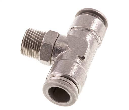 12mm x R3/8'' Inline-T-Stück Steckverschraubung mit Außengewinde Messing/PA 66 NBR drehbar