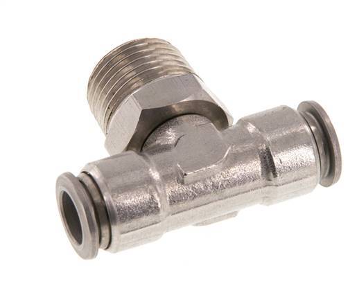 10mm x R1/2'' Inline-T-Stück Steckverschraubung mit Außengewinde Messing/PA 66 NBR drehbar