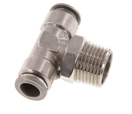 10mm x R1/2'' Inline-T-Stück Steckverschraubung mit Außengewinde Messing/PA 66 NBR drehbar
