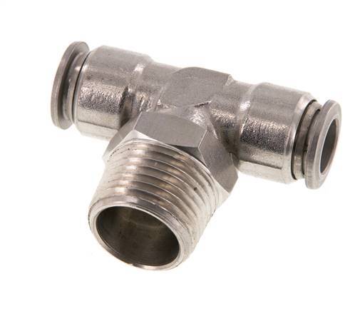 10mm x R1/2'' Inline-T-Stück Steckverschraubung mit Außengewinde Messing/PA 66 NBR drehbar