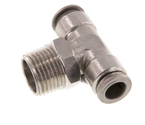 10mm x R1/2'' Inline-T-Stück Steckverschraubung mit Außengewinde Messing/PA 66 NBR drehbar