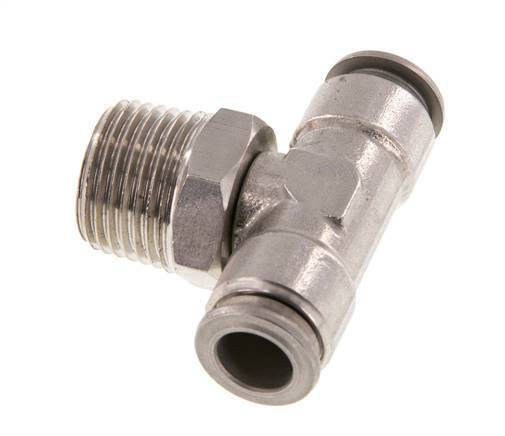 10mm x R1/2'' Inline-T-Stück Steckverschraubung mit Außengewinde Messing/PA 66 NBR drehbar