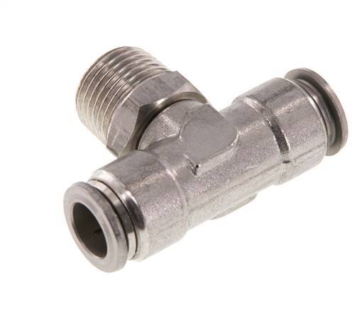 12mm x R1/2'' Inline-T-Stück Steckverschraubung mit Außengewinde Messing/PA 66 NBR drehbar