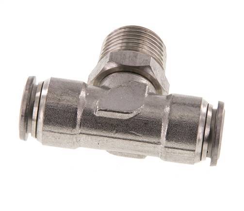 12mm x R1/2'' Inline-T-Stück Steckverschraubung mit Außengewinde Messing/PA 66 NBR drehbar