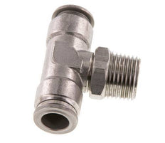 12mm x R1/2'' Inline-T-Stück Steckverschraubung mit Außengewinde Messing/PA 66 NBR drehbar