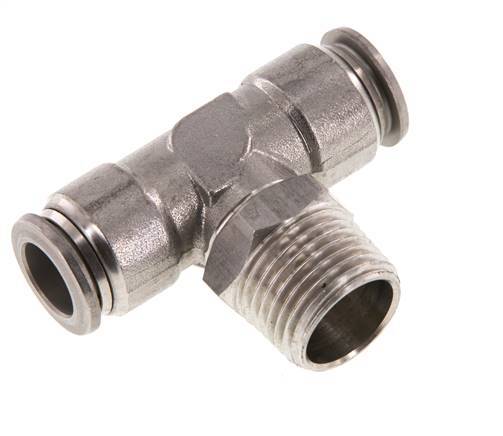 12mm x R1/2'' Inline-T-Stück Steckverschraubung mit Außengewinde Messing/PA 66 NBR drehbar