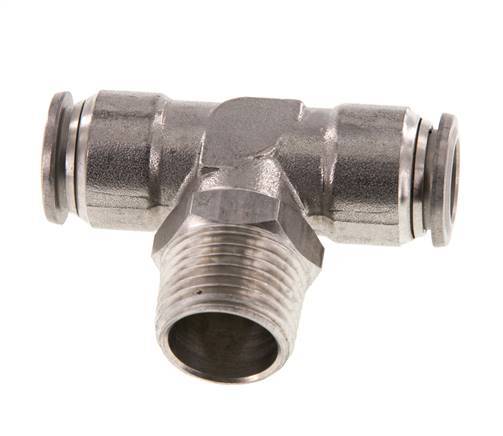 12mm x R1/2'' Inline-T-Stück Steckverschraubung mit Außengewinde Messing/PA 66 NBR drehbar