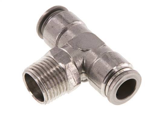 12mm x R1/2'' Inline-T-Stück Steckverschraubung mit Außengewinde Messing/PA 66 NBR drehbar