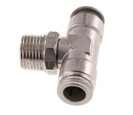12mm x R1/2'' Inline-T-Stück Steckverschraubung mit Außengewinde Messing/PA 66 NBR drehbar