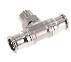 16mm x R1/2'' Inline-T-Stück Steckverschraubung mit Außengewinde Messing/PA 66 NBR drehbar