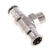 16mm x R1/2'' Inline-T-Stück Steckverschraubung mit Außengewinde Messing/PA 66 NBR drehbar