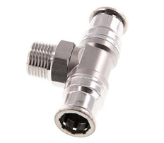 16mm x R1/2'' Inline-T-Stück Steckverschraubung mit Außengewinde Messing/PA 66 NBR drehbar