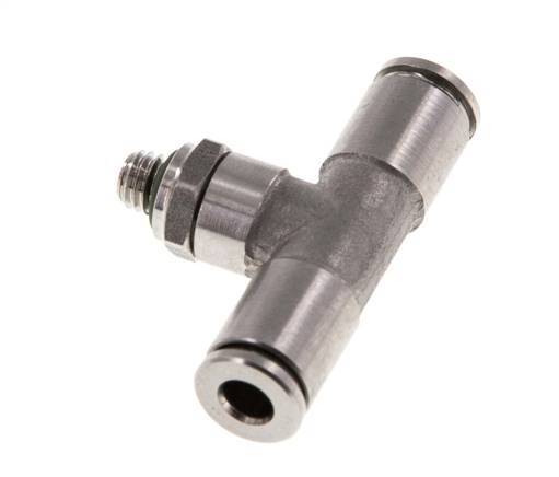4mm x M 5 Inline Tee Push-in Fitting with Male Threads Stainless Steel FKM Rotatable