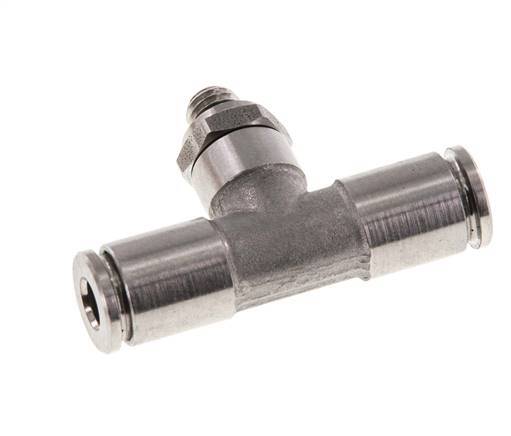 4mm x M 5 Inline Tee Push-in Fitting with Male Threads Stainless Steel FKM Rotatable