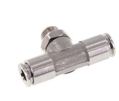 6mm x G1/8'' Inline Tee Push-in Fitting with Male Threads Stainless Steel FKM FDA Rotatable