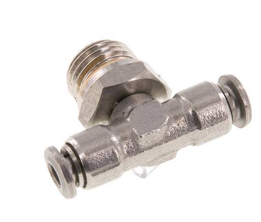 4mm x G1/4'' Inline Tee Push-in Fitting with Male Threads Stainless Steel FKM FDA Rotatable