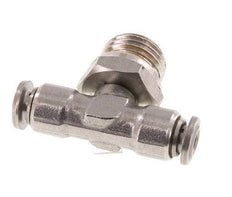 4mm x G1/4'' Inline Tee Push-in Fitting with Male Threads Stainless Steel FKM FDA Rotatable