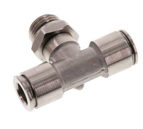 8mm x G1/4'' Inline Tee Push-in Fitting with Male Threads Stainless Steel FKM FDA Rotatable